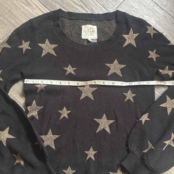 Chaser | Gold Star Blouson Sleeve Crew Neck Pullover Sweater Size XS - Picture 8 of 14